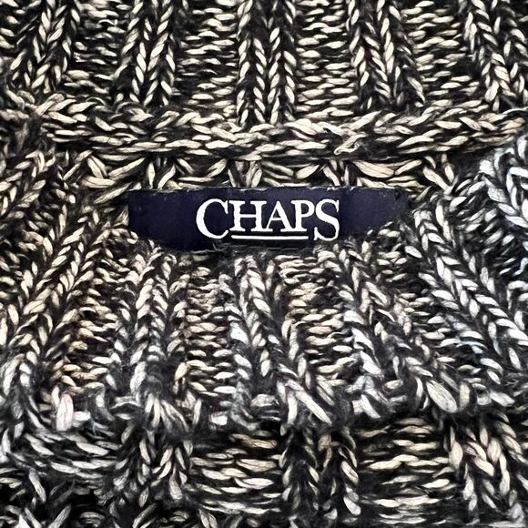 Chaps XL Chunky Knit Mock Neck Sweater Black White - Picture 5 of 8